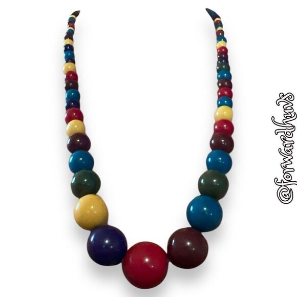 Bundle Sale 3 for $15 | Graduated Plastic Multi Colored Bead Necklace - Picture 4 of 10